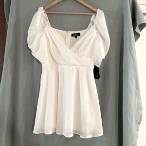 Lulu’s L White Satin Dance After Dark Skater Dress